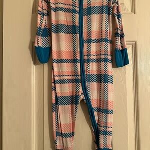 Little Sleepies Blue and Pink Plaid Footie